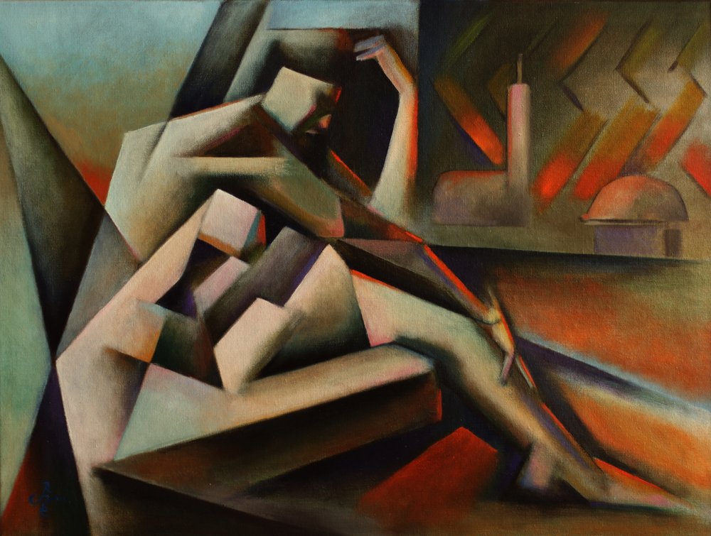 Pensive Geometric Figure by Corné Akkers