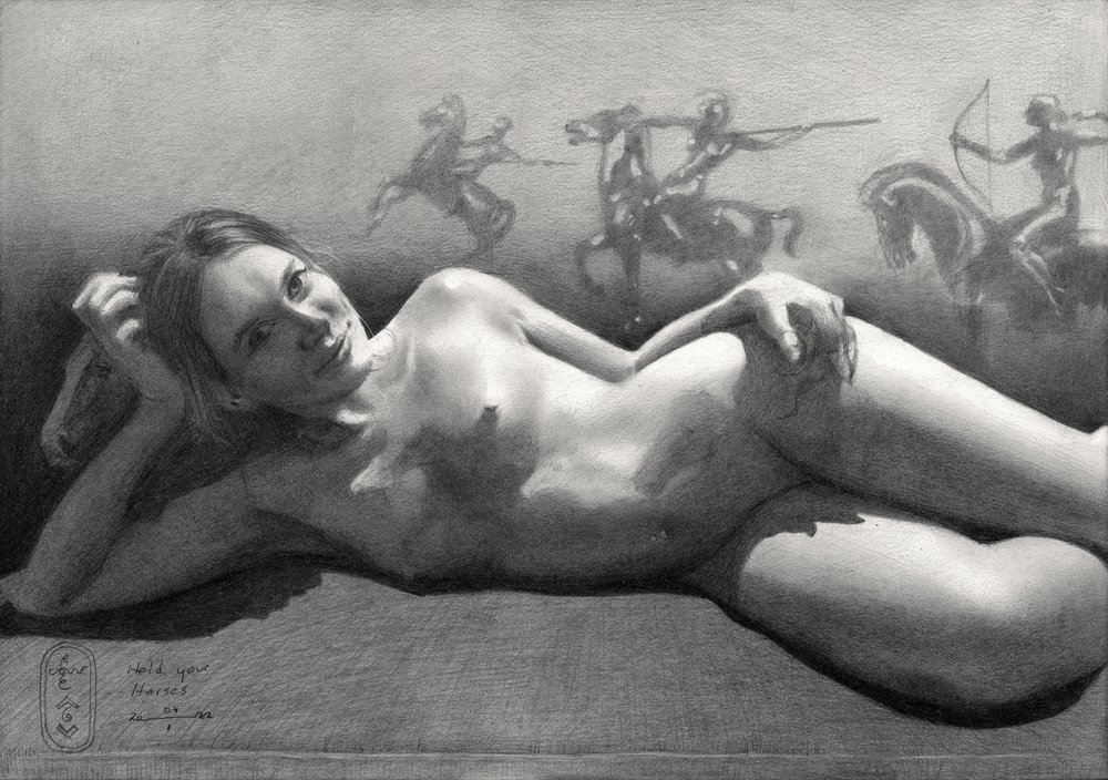 Reclining Nude With Riders by Corné Akkers