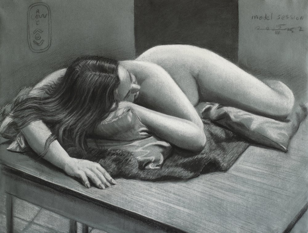 Serene Reclining Figure by Corné Akkers