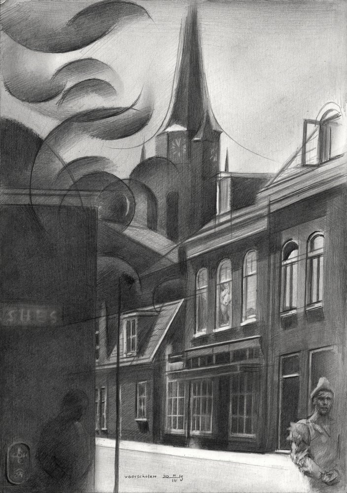 Stylized City Street by Corné Akkers