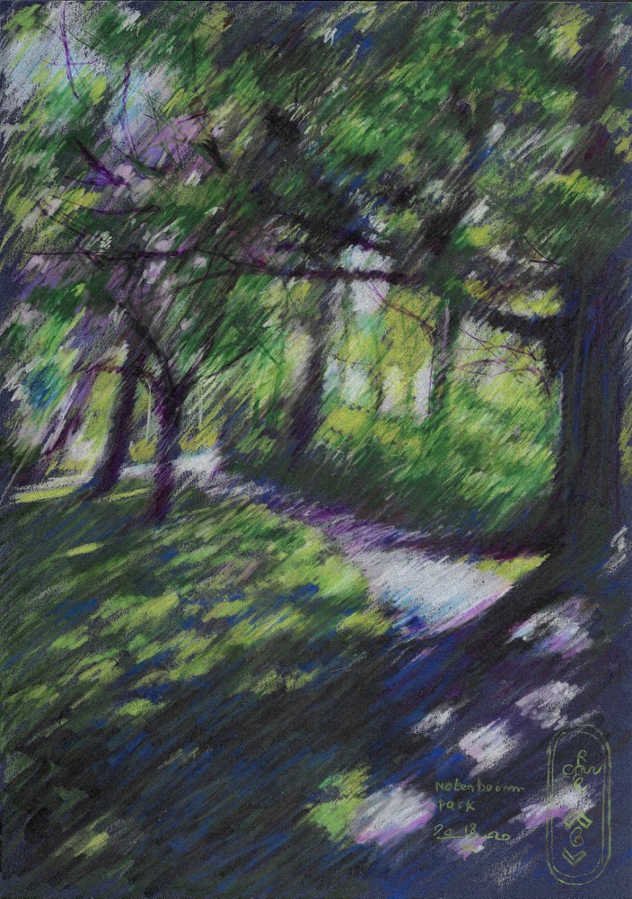 Sunlit Forest Path by Corné Akkers