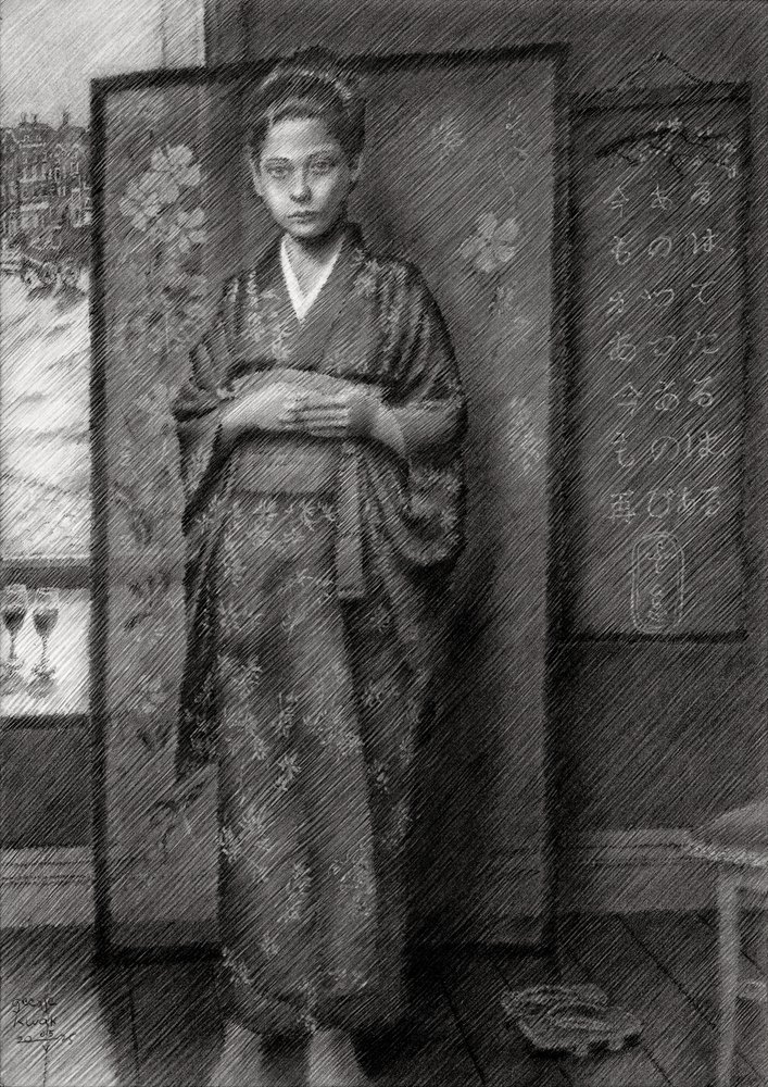 Thoughtful Boy in Kimono by Corné Akkers