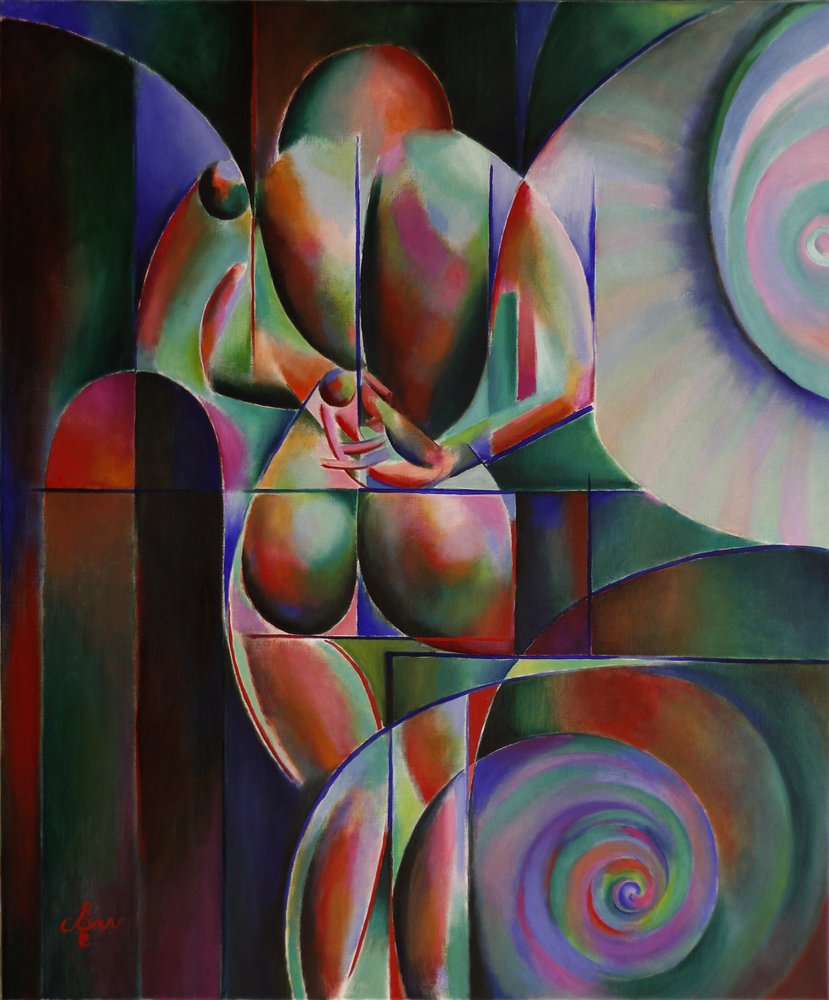 Vibrant Cubist Figure by Corné Akkers