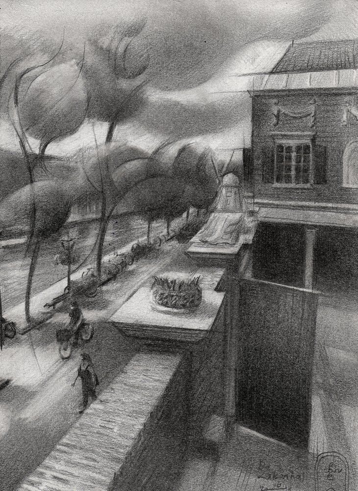 Vintage City Street View by Corné Akkers