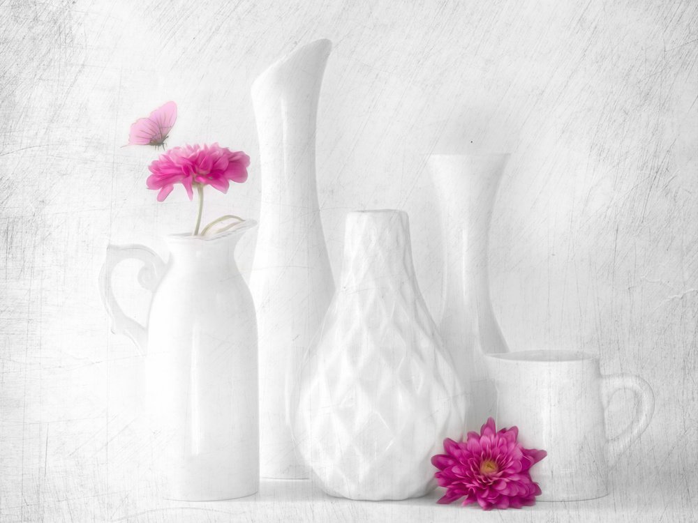 Pink Flowers White Vases by Cristiano Giani