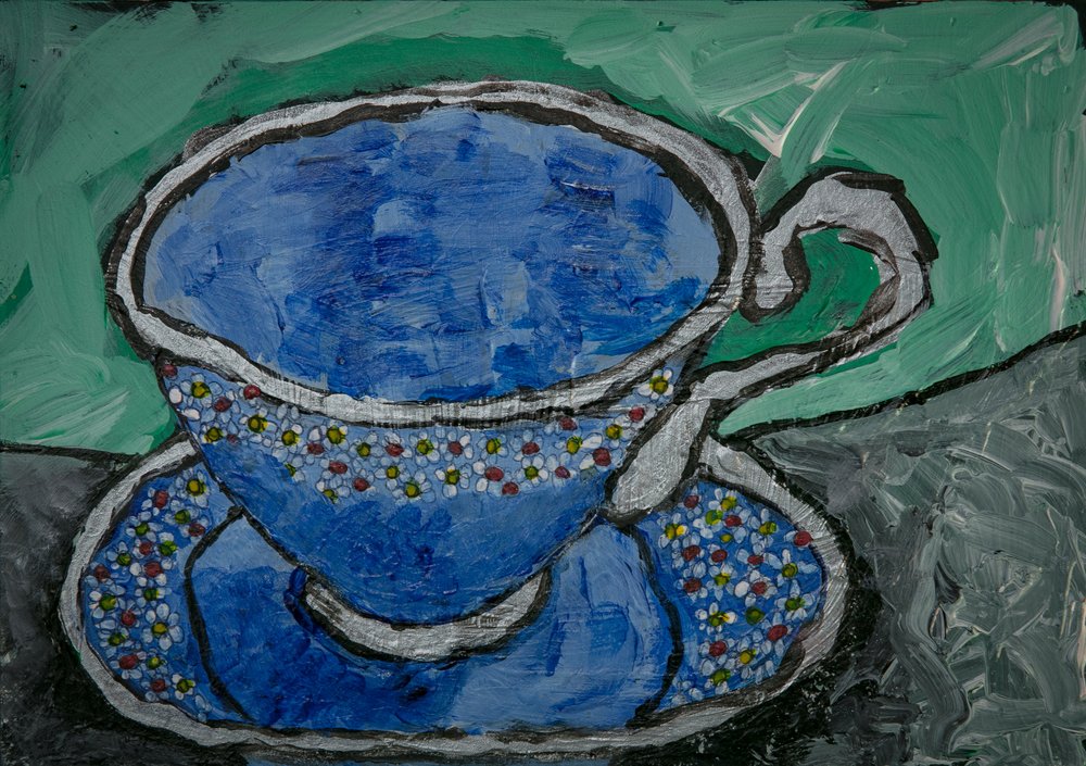 Blue Floral Teacup by Dale Hefer & Family