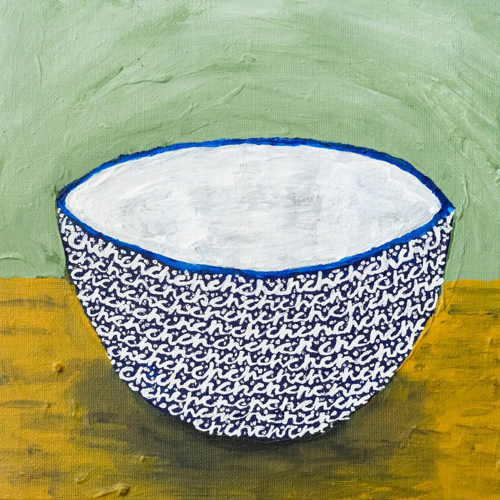 Patterned Blue Bowl by Dale Hefer & Family
