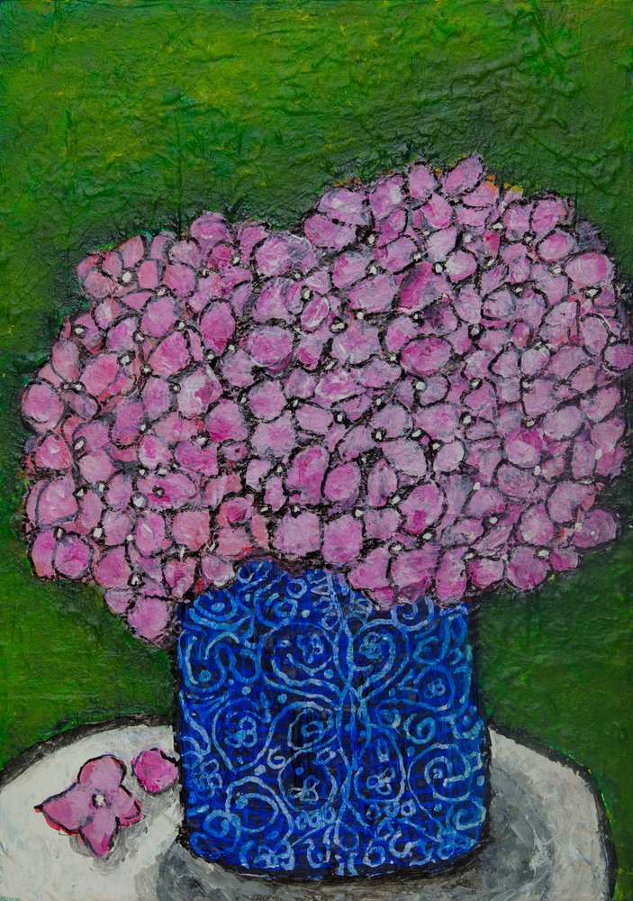 Pink Hydrangea Still Life by Dale Hefer & Family