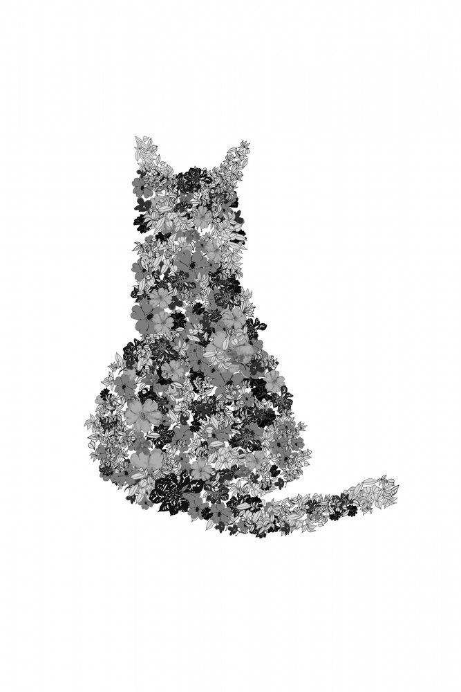 Floral Cat Silhouette by Danushka Abeygoda