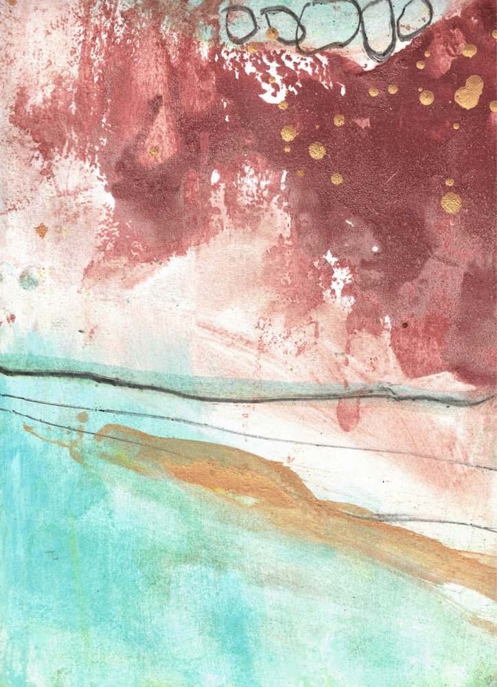Abstract Serene Gold Flow by Deb Chaney
