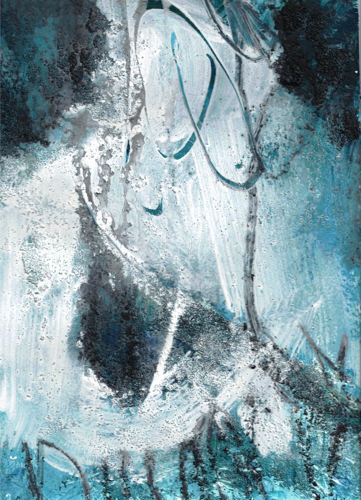 Misty Blue Abstract by Deb Chaney