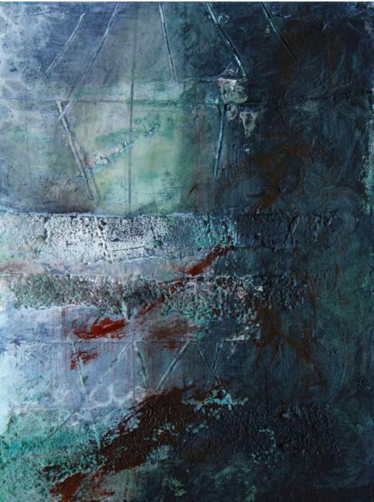 Moody Blue Green Abstract by Deb Chaney