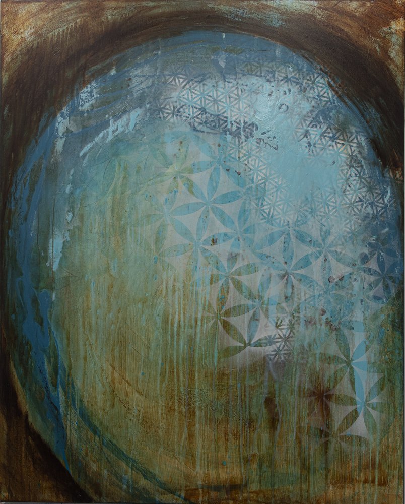 Textured Teal Pattern Sphere by Deb Chaney