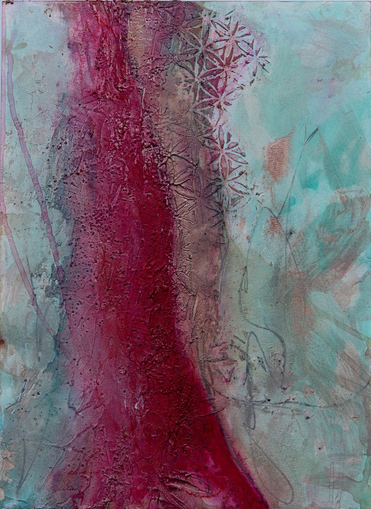 Vibrant Red Teal Pattern by Deb Chaney