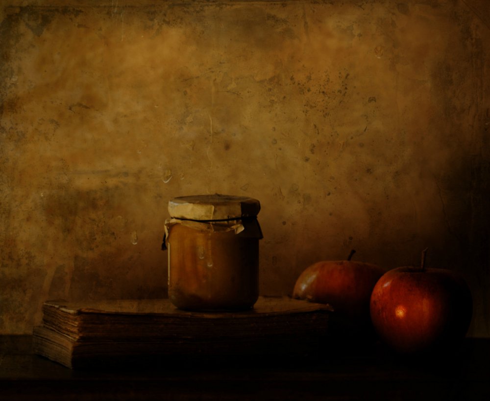 Rustic Jar and Apples by Delphine Devos