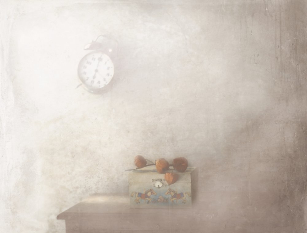 Vintage Clock Still Life by Delphine Devos