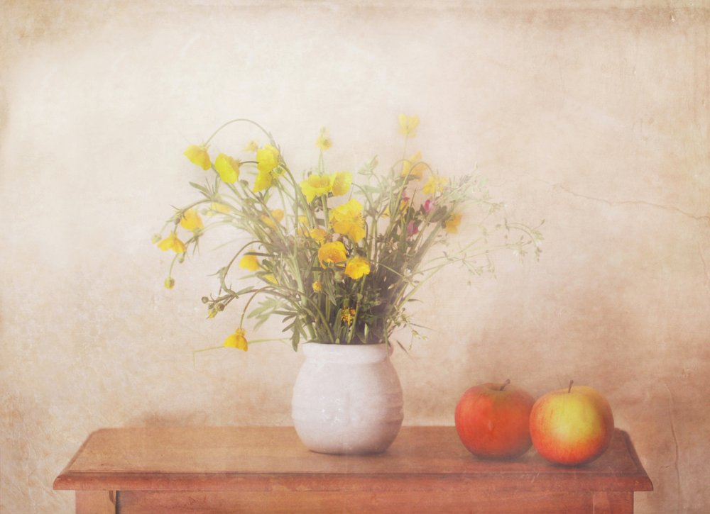 Yellow Blooms Still Life by Delphine Devos