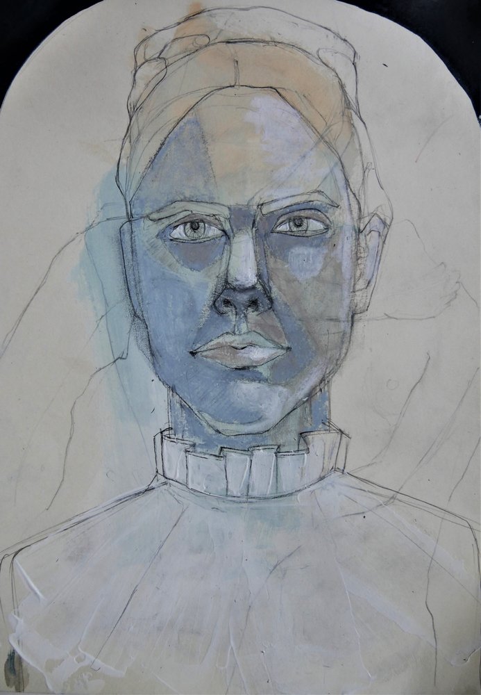 Blue Tones Portrait by Doris Schmitz