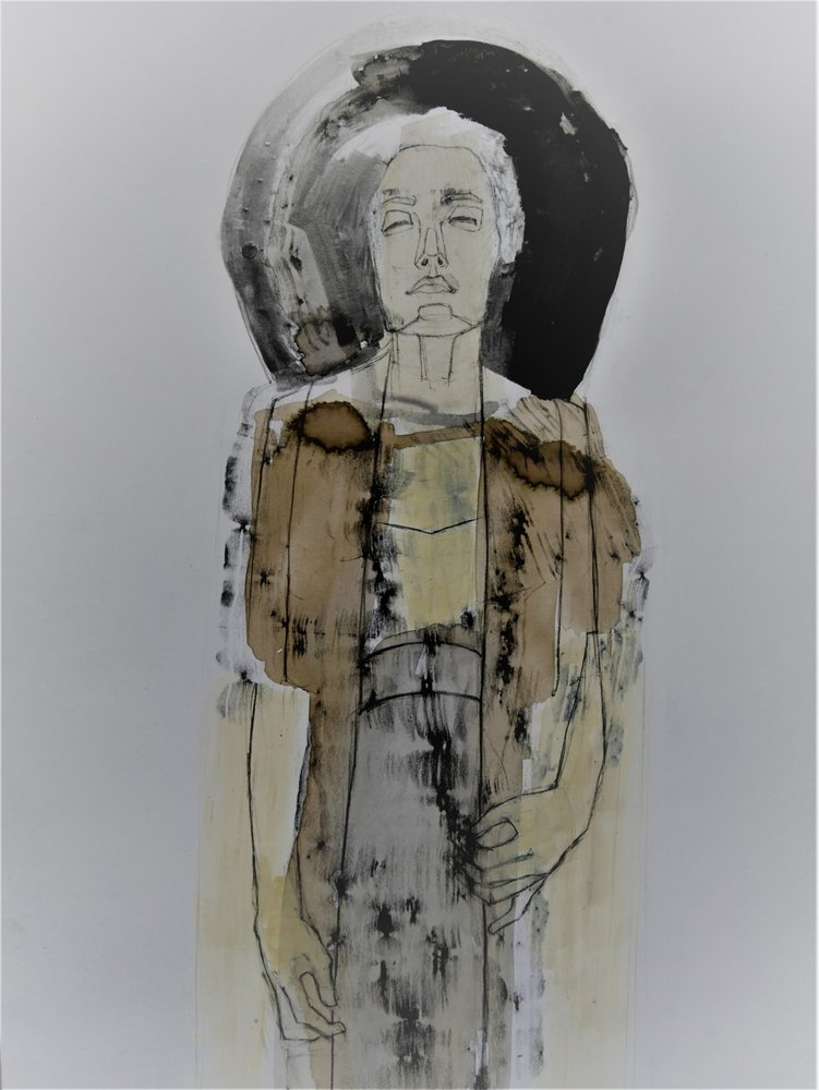 Contemplative Female Figure by Doris Schmitz
