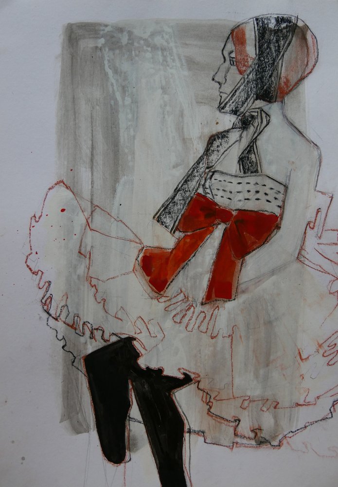 Elegant Woman Red Bow by Doris Schmitz