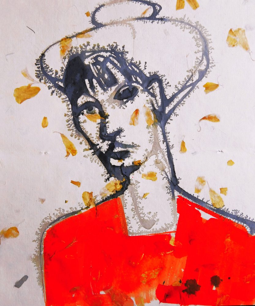 Expressive Red Portrait by Doris Schmitz