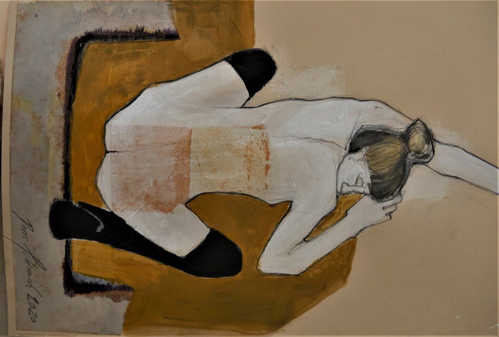 Golden Reclining Nude by Doris Schmitz