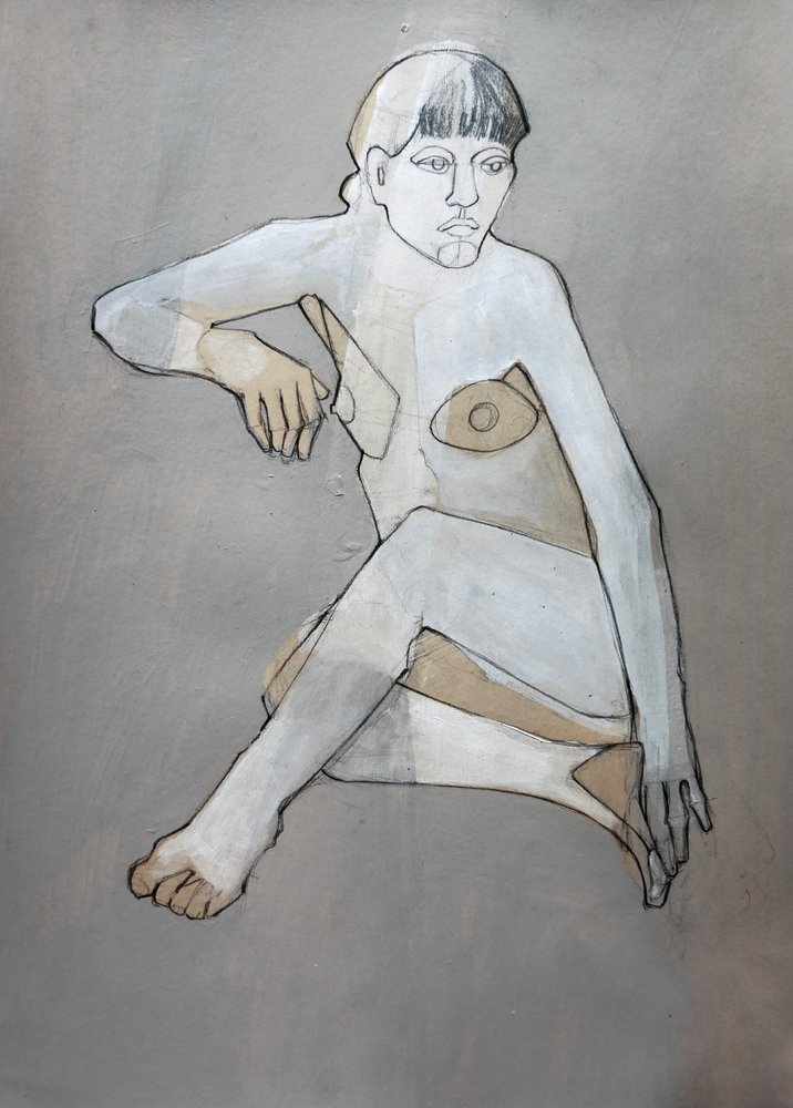 Pensive Abstract Nude by Doris Schmitz