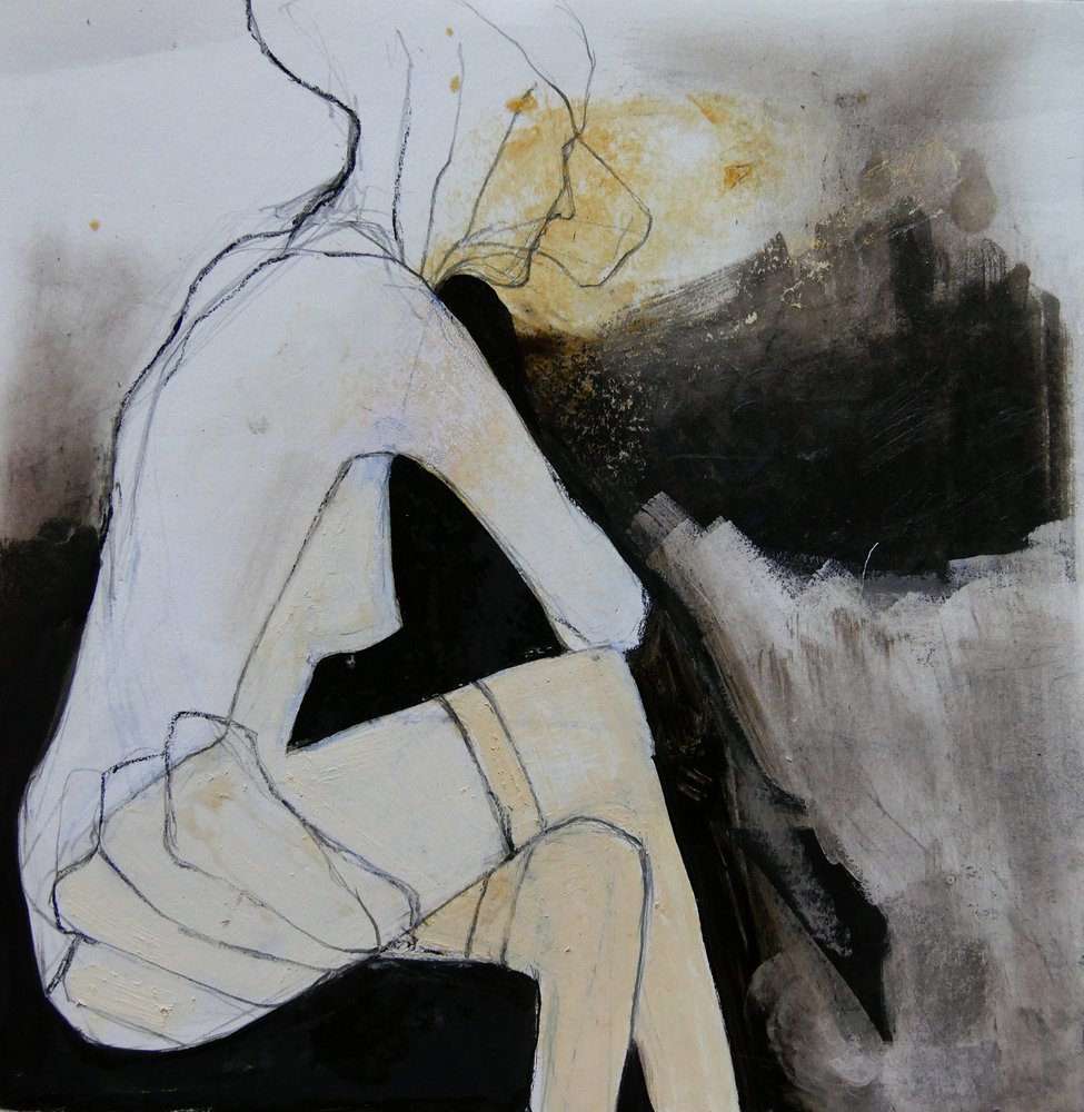 Pensive Sitting Woman by Doris Schmitz