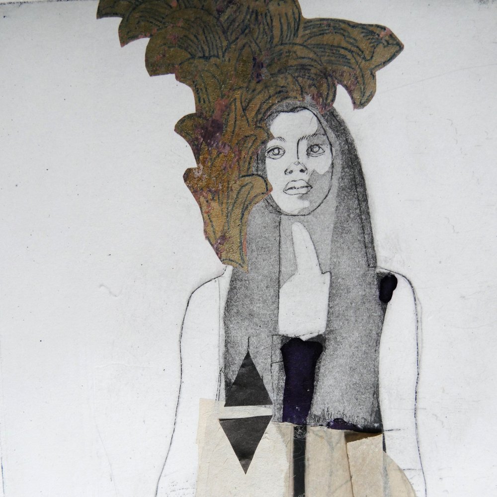 Woman With Golden Leaves by Doris Schmitz