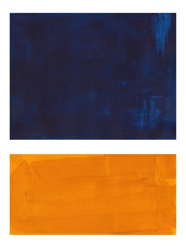 Indigo Orange Abstract Blocks by Ejaaz Haniff