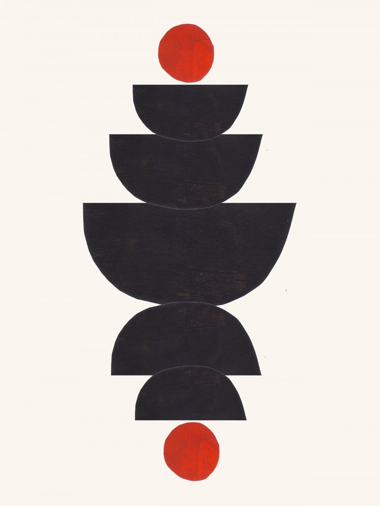 Red Black Geometric Balance by Ejaaz Haniff