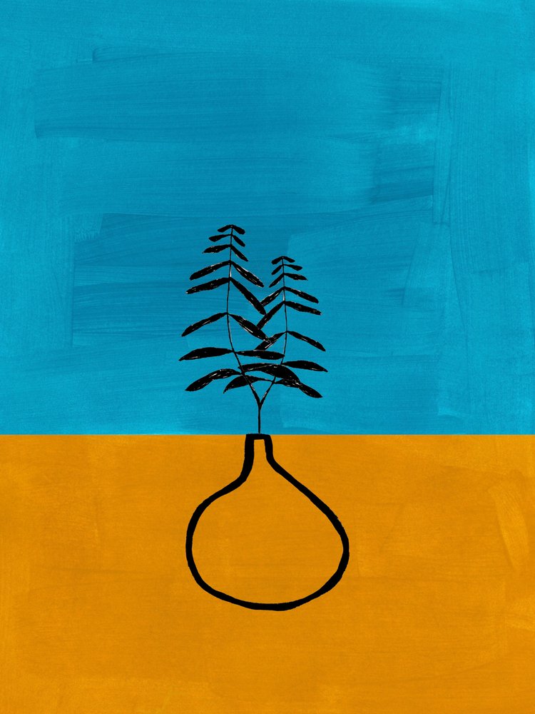 Serene Blue Yellow Plant by Ejaaz Haniff
