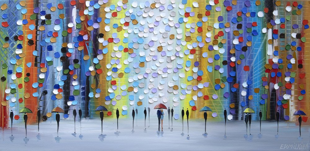 Colorful City Rain by Ekaterina Ermilkina