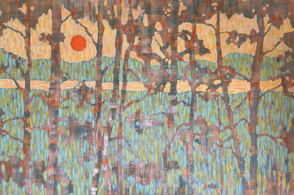 Abstract Forest Sunset by Ekaterina Prisich