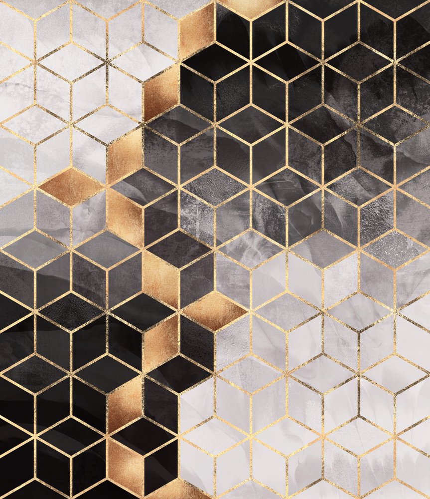 Abstract Gold Marble Cubes by Elisabeth Fredriksson