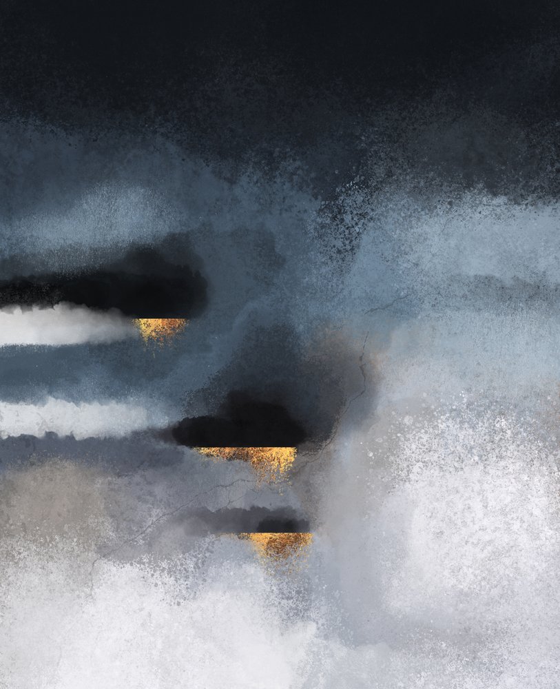Golden Storm Abstract by Elisabeth Fredriksson