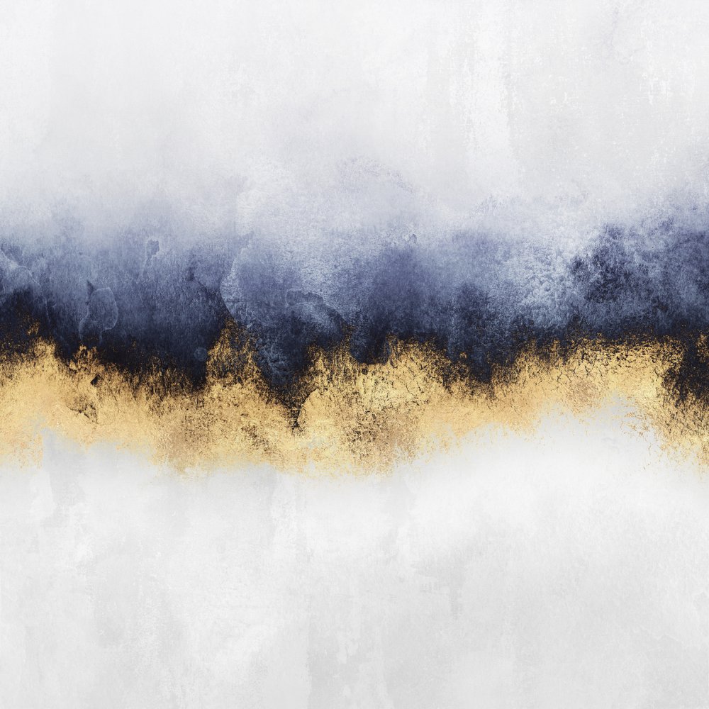 Modern Gold Blue Abstract by Elisabeth Fredriksson