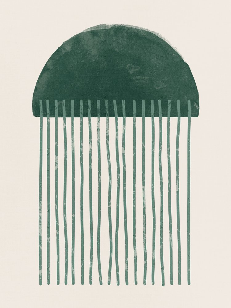 Minimalist Green Rain by Ema Paraschiv