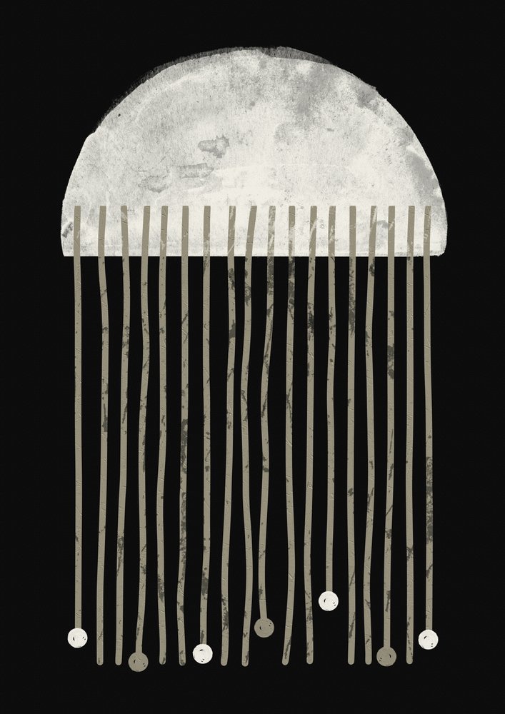 Minimalist Grey Rain by Ema Paraschiv