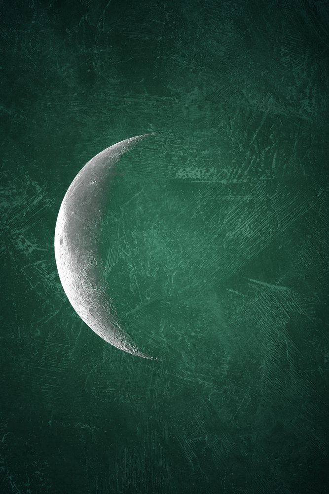 Mystic Green Crescent Moon by Ema Paraschiv