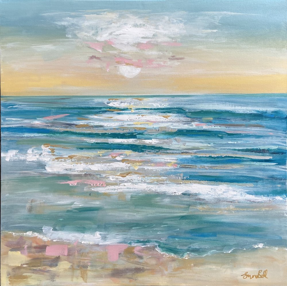 Pink Golden Ocean Waves by Emma Bell