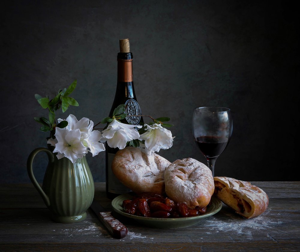 Rustic Wine and Bread by Fangping Zhou