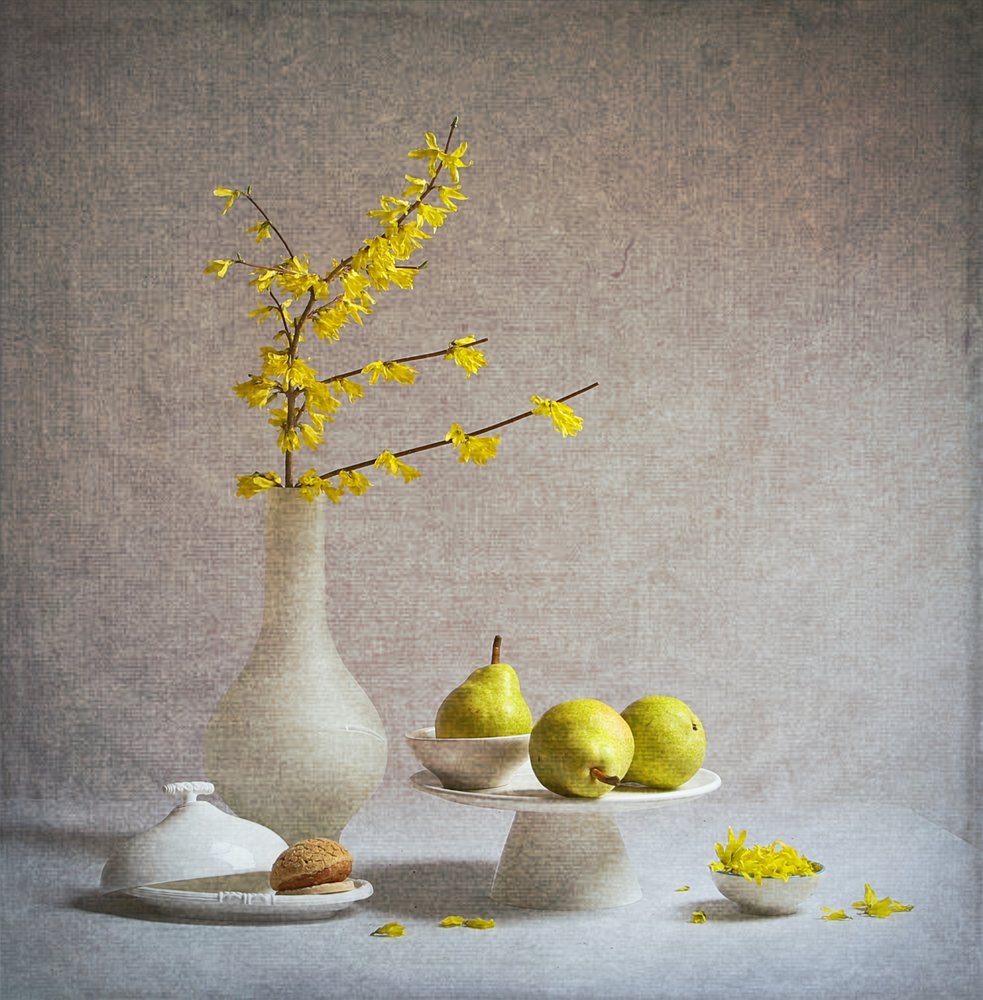 Yellow Flowers Green Pears by Fangping Zhou