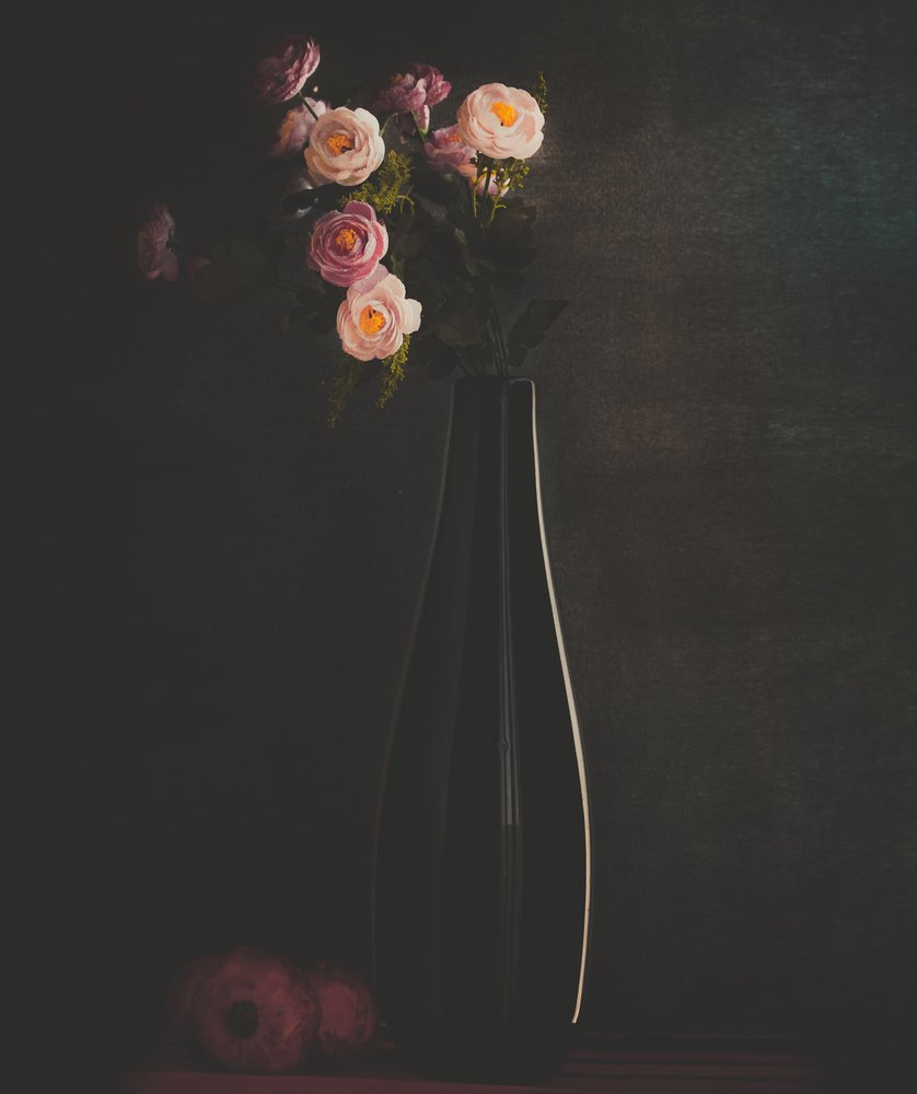 Moody Flowers Still Life by Farid Kazamil