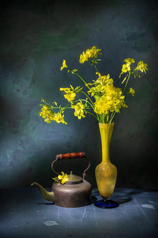 Vintage Teapot Yellow Flowers by Felice Angelino