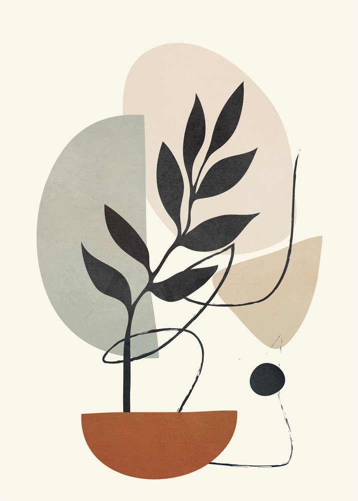 Abstract Potted Plant by Flow Line