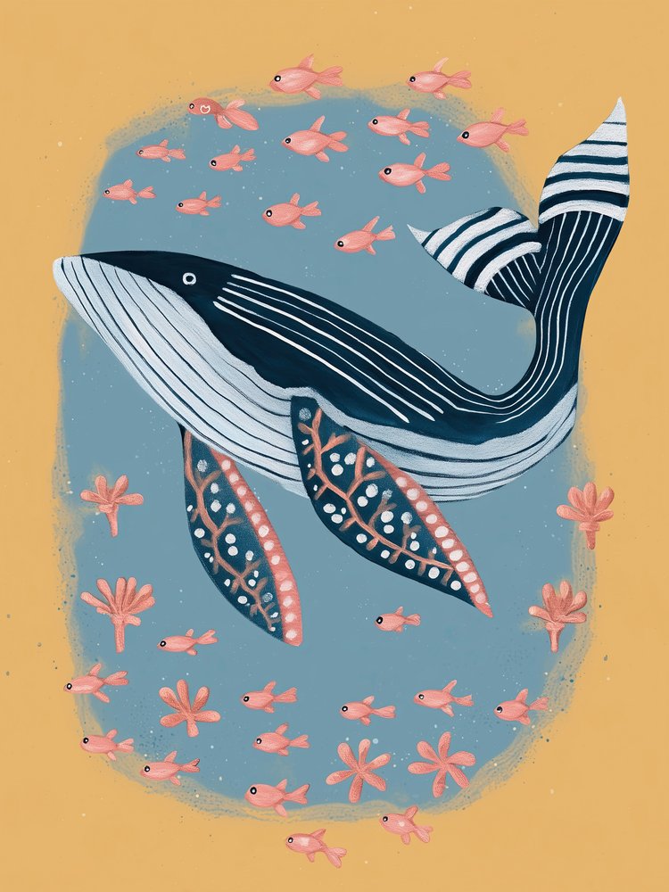 Blue Whale Ocean Life by Flow Line