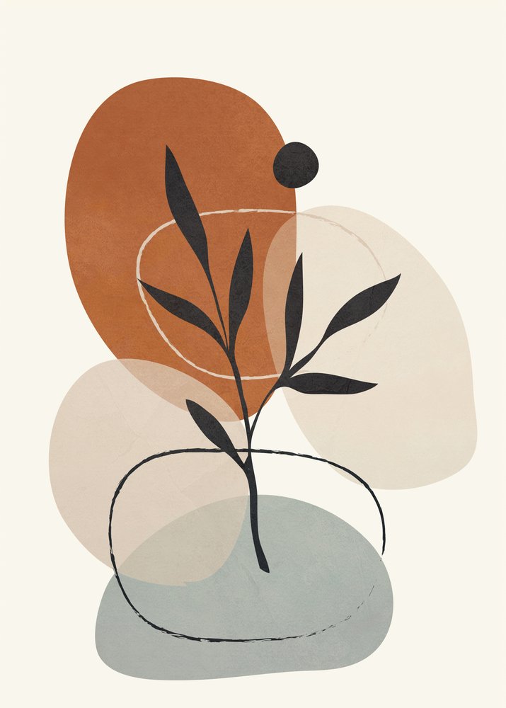 Earthy Botanical Abstract by Flow Line