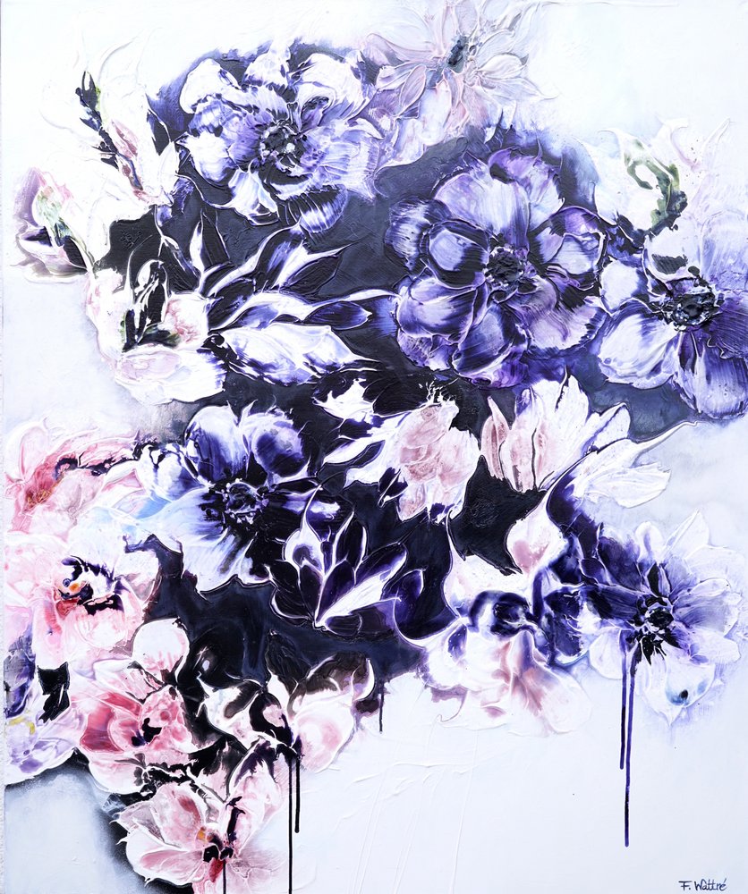 Dark Floral Cascade by Françoise Wattré
