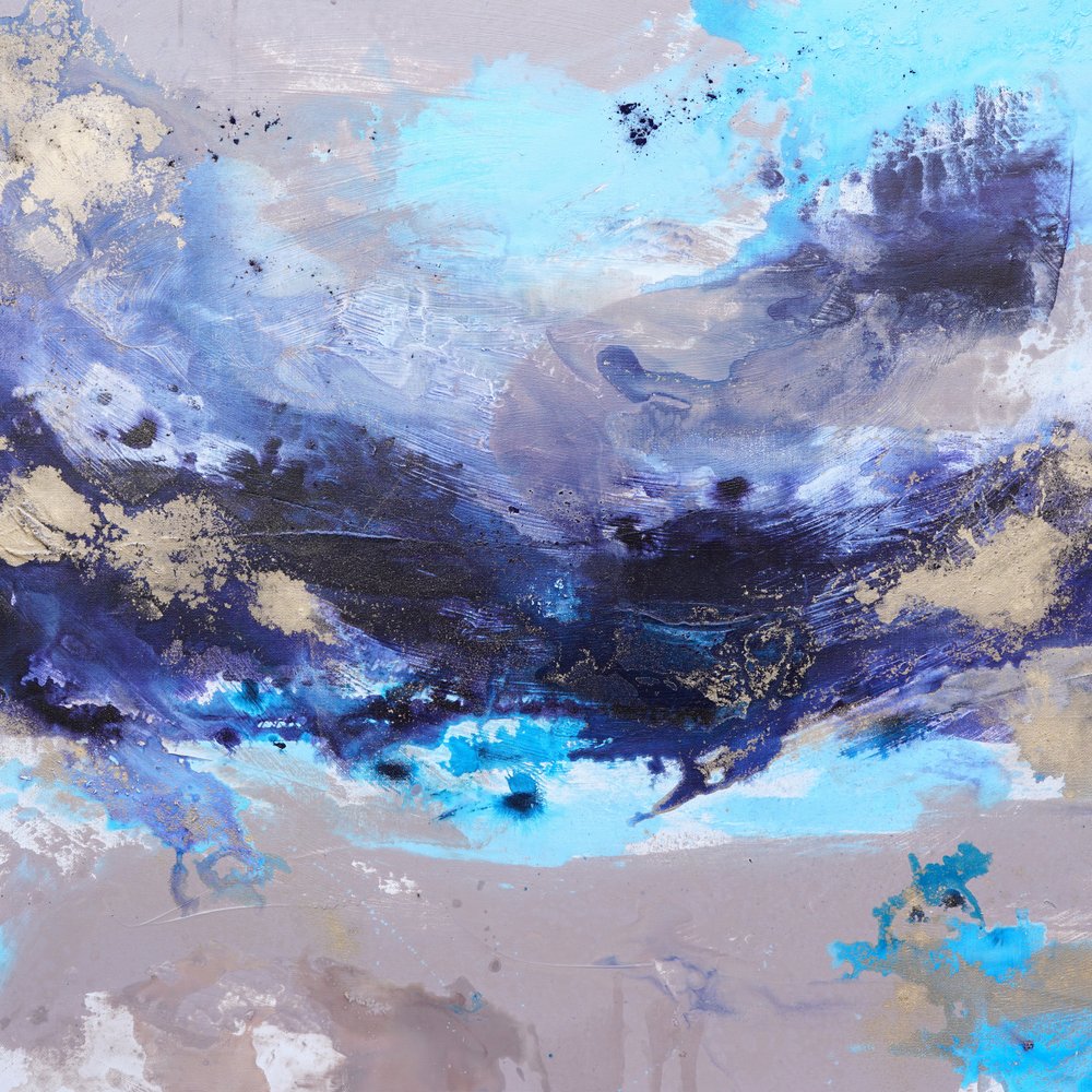 Deep Blue Golden Flow by Françoise Wattré